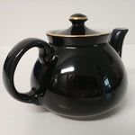 Load image into Gallery viewer, Vintage Hall Black and White Tea Pot w/ Gold Trim Single Serve
