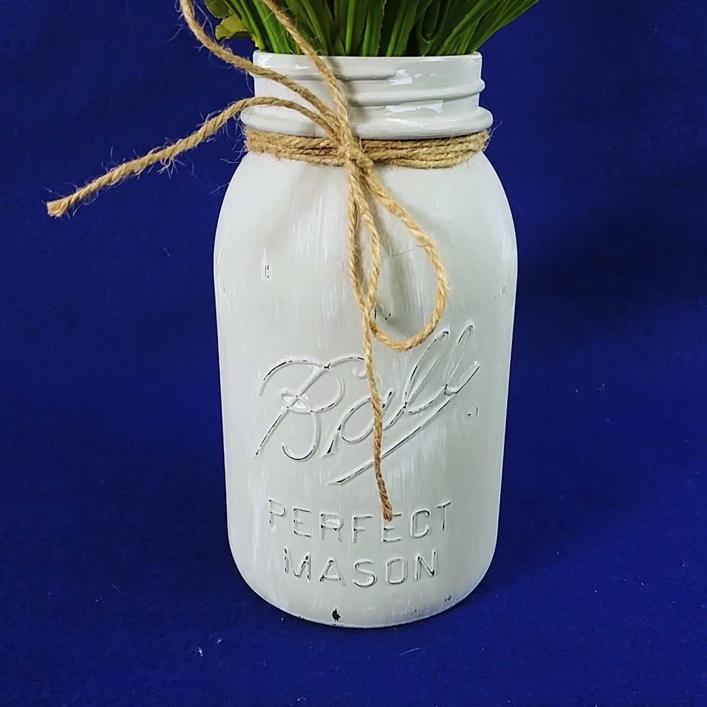 Mason Ball Jar Distressed W/ Flowers Farmhouse Decor Collins Creek Collections