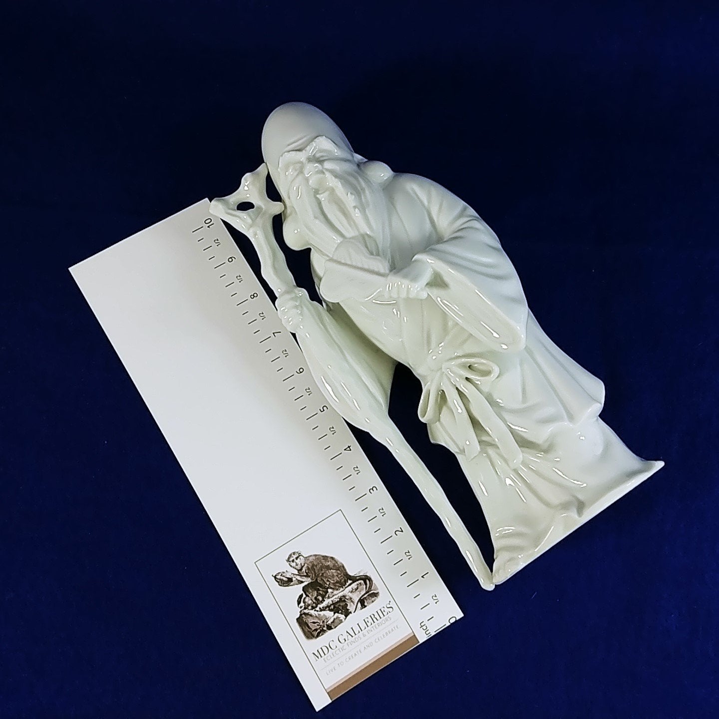 OMC Mexico Asian Male Blanc de Chine White Figurine Original Gold Foil Decal