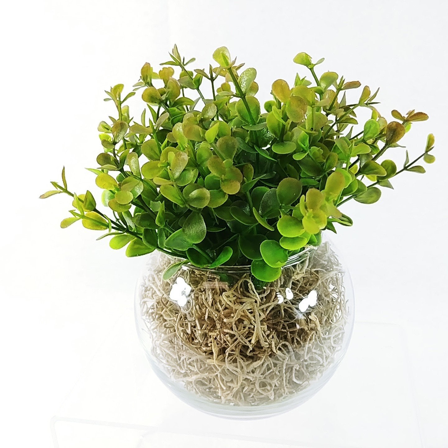 Glass Bowl Vase with Faux Greenery Handcrafted by Collins Creek Collections