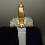 Load image into Gallery viewer, Porcelain Decanter Genie Style w/ Stopper Embossed 3-D Relief Design Gold Trim
