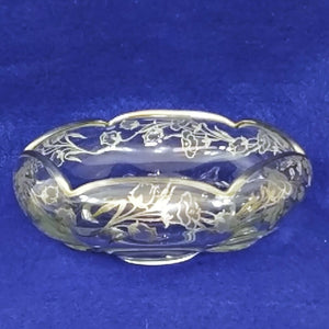 Glass Serving Platter Tray Embossed Bottom Fruit Design Handles Braided Edge