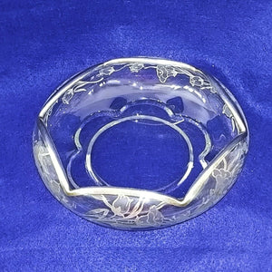 Glass Serving Platter Tray Embossed Bottom Fruit Design Handles Braided Edge