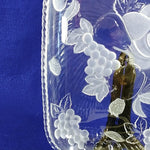 Load image into Gallery viewer, Glass Serving Platter Tray Embossed Bottom Fruit Design Handles Braided Edge
