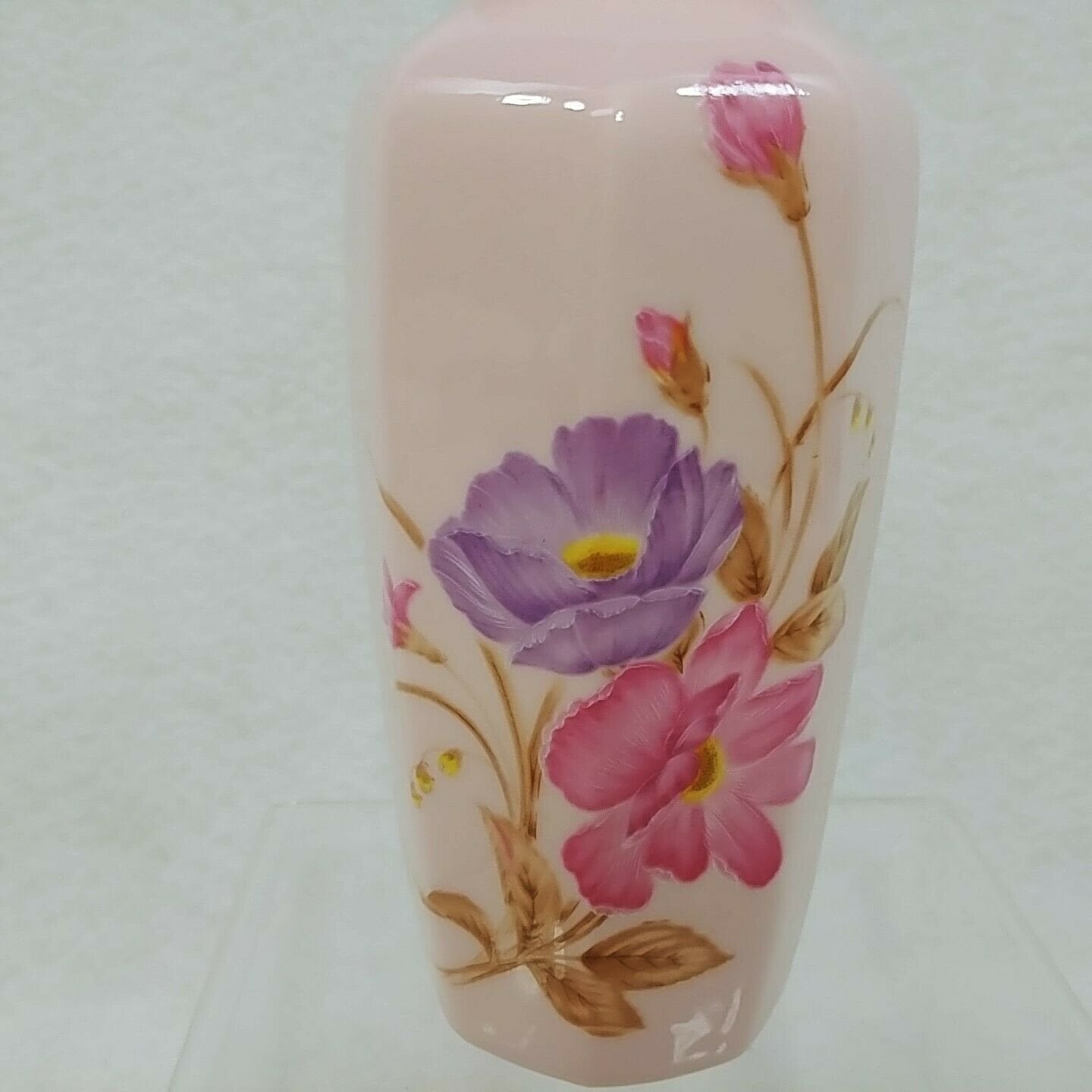 Bud Vase Small Jug Hand Painted Ferns Floral Artisan Pottery Vintage Collectible