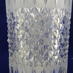Load image into Gallery viewer, Vase Pressed Glass Diamond Cut Frosted Ridge Pattern Scalloped Rim 8.25&quot; Tall
