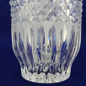 Vase Pressed Glass Diamond Cut Frosted Ridge Pattern Scalloped Rim 8.25" Tall