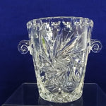 Load image into Gallery viewer, Glass Ice Bucket Star Pattern Curly Handles Distinctive Barware 5.25&quot; Tall
