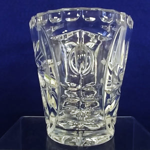 Glass Ice Bucket Star Pattern Curly Handles Distinctive Barware 5.25" Tall