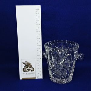 Glass Ice Bucket Star Pattern Curly Handles Distinctive Barware 5.25" Tall