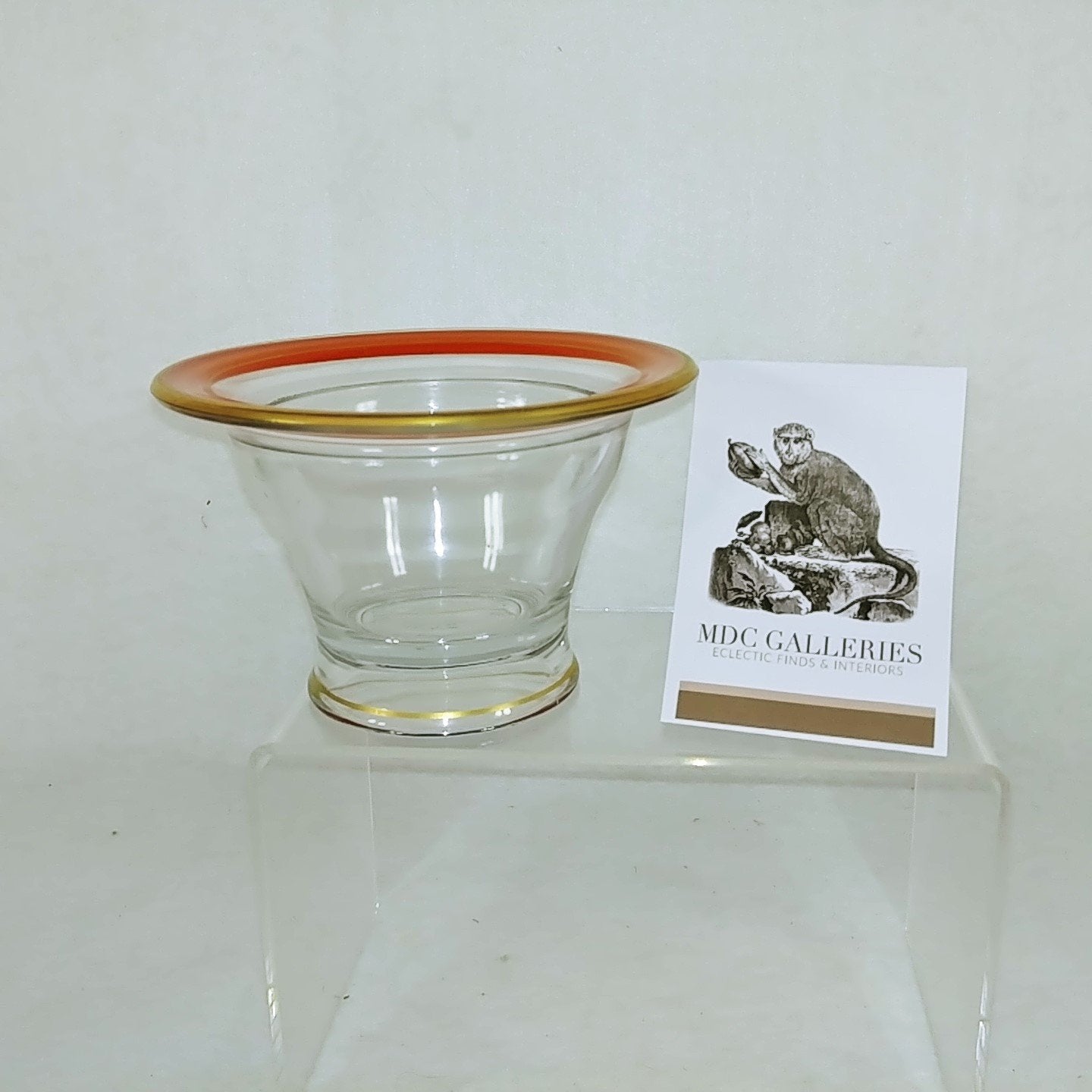 Glass Dish Bowl Nut Candy Dish Orange Gold Painted Collectible Vintage