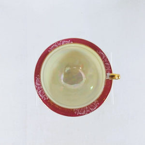 Teacup Saucer Royal Crown #905 Pink Gold Pearlized Iridescent Vintage