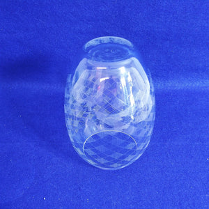 Crystal Vase Plaid Diamond Etched Design Pattern Collectible Vintage 7"