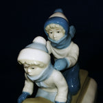 Load image into Gallery viewer, Figurine Sled Ride Children Paul Sebastian 1992 Porcelana De Cuernavaca Mexico
