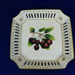 Load image into Gallery viewer, Decorative Plate Hand Painted Ceramic Cherries Pears Open Lattice Rims Set of 2
