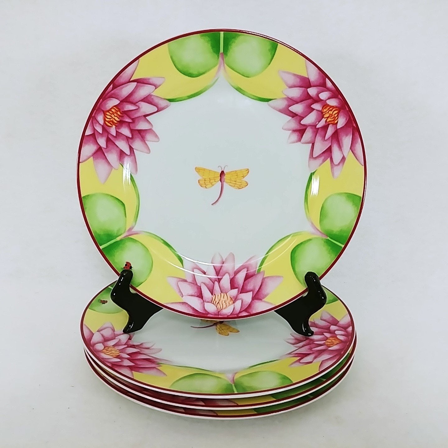 Dinner Plates Leaps & Bounds by Jay Willfred Dragonfly Artist Leslie Sattler