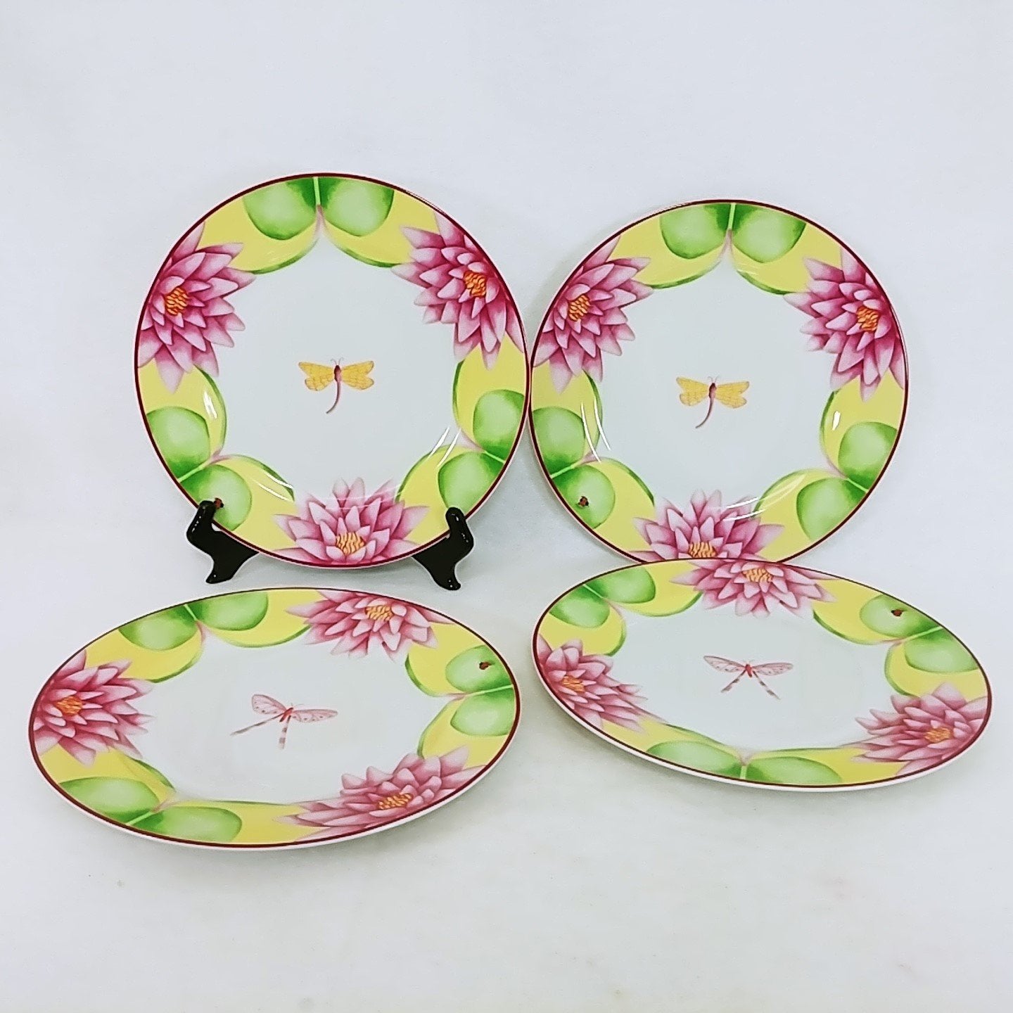 Dinner Plates Leaps & Bounds by Jay Willfred Dragonfly Artist Leslie Sattler