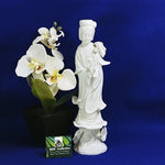 Load image into Gallery viewer, Asian Figurine Blanc de Chine Female with Roses Vase Original Decal Japan

