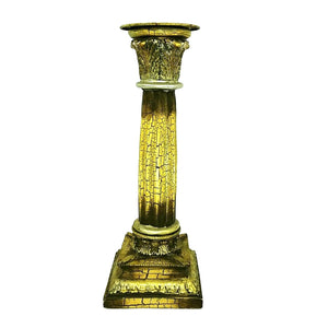 Pillar Candleholder Greek Roman Column Design Crackle Glazing Gold 16"