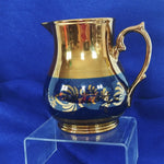 Load image into Gallery viewer, Pitcher Small Lusterware Gold with Blue Band Floral Design Collectible Vintage
