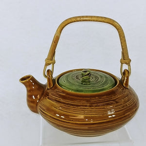 Teapot With Wood Handle Asian Inspired 2 Cup Capacity Collectible Vintage