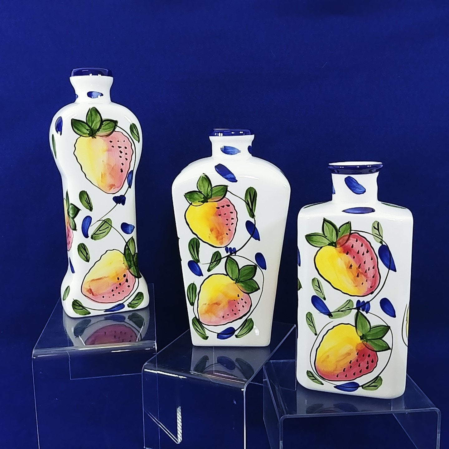 Vases Decorative Bottles Decanters BIA Cordon Bleu Strawberry Design Set of 3