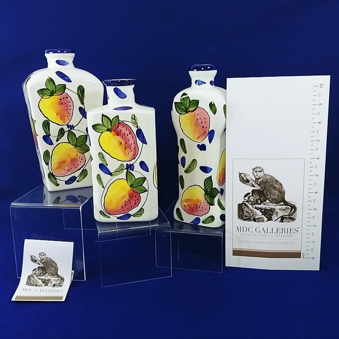 Vases Decorative Bottles Decanters BIA Cordon Bleu Strawberry Design Set of 3