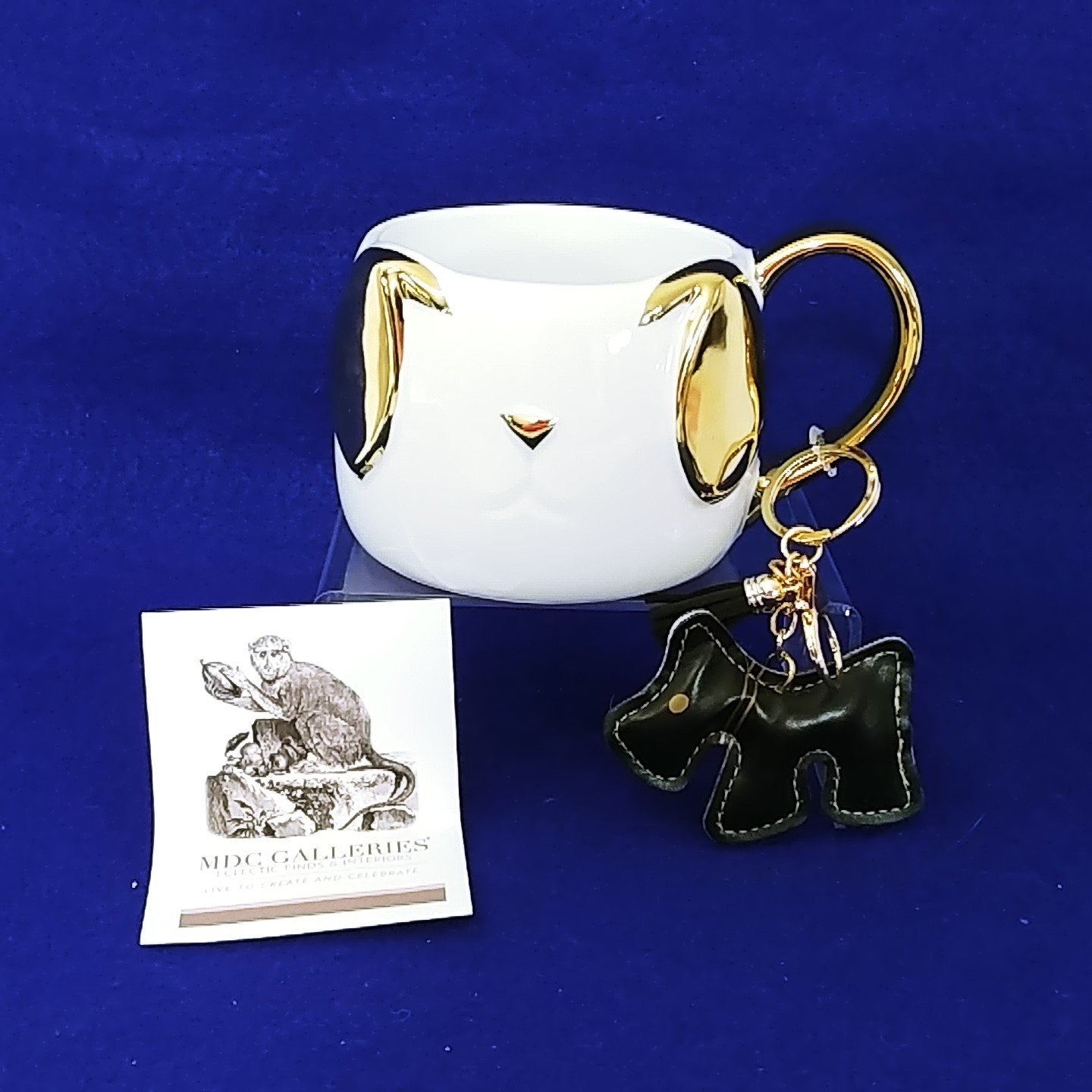 Coffee Tea Mug Dog Puppy Modern Expressions Mug and Keychain Leather Scottie Dog