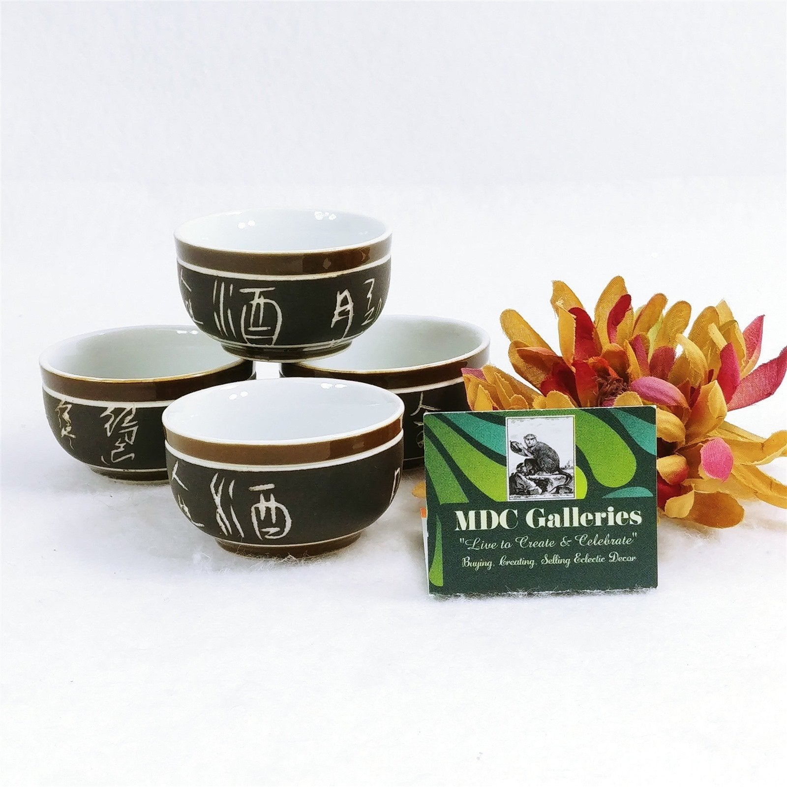 Asian Sake Green Tea Dip Bowls