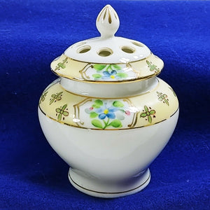 Potpourri Jar Incense Stick Holder Hand Painted Floral Design