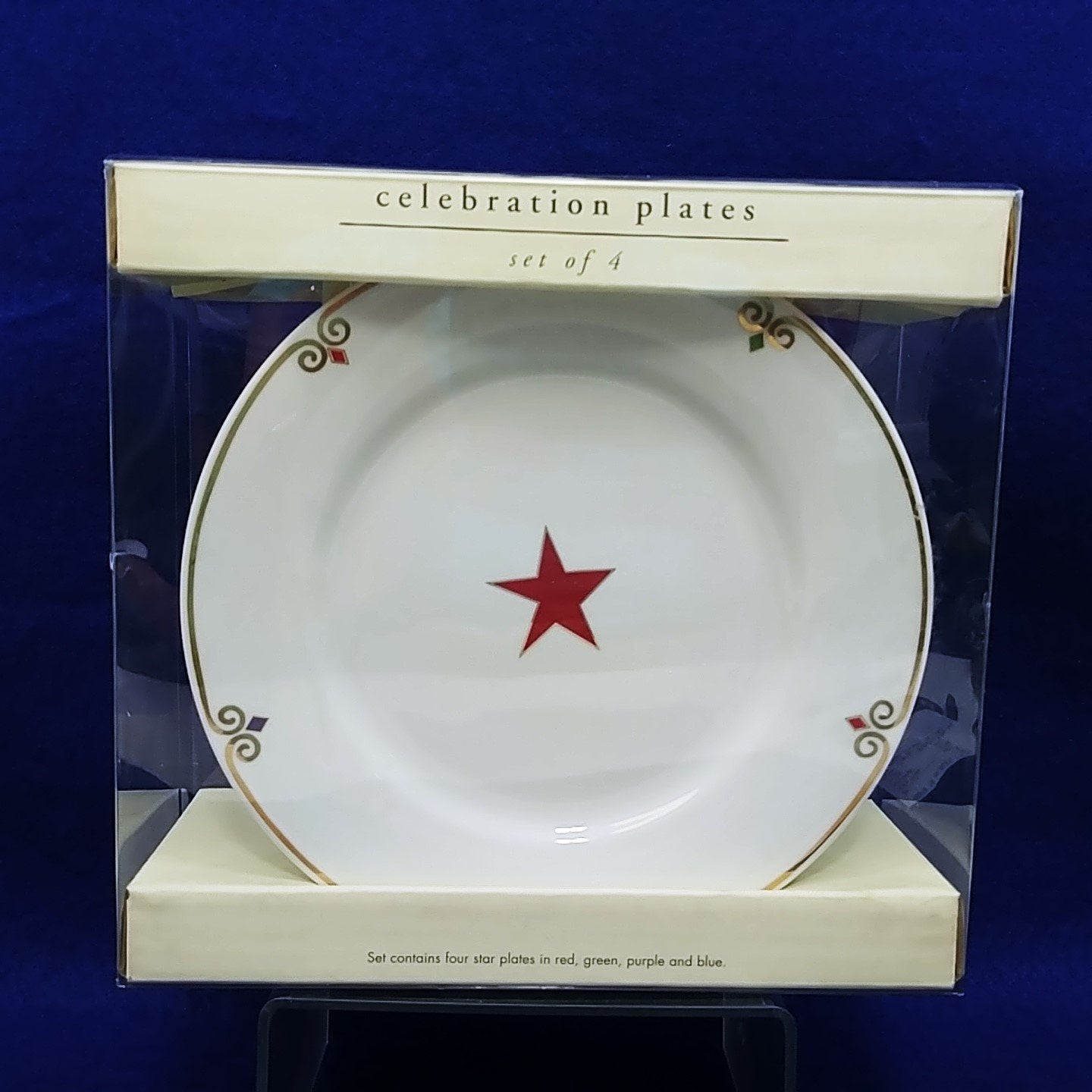 Plates Pier 1 Imports Celebration Plates Stars Gold Trim Porcelain Set of 4