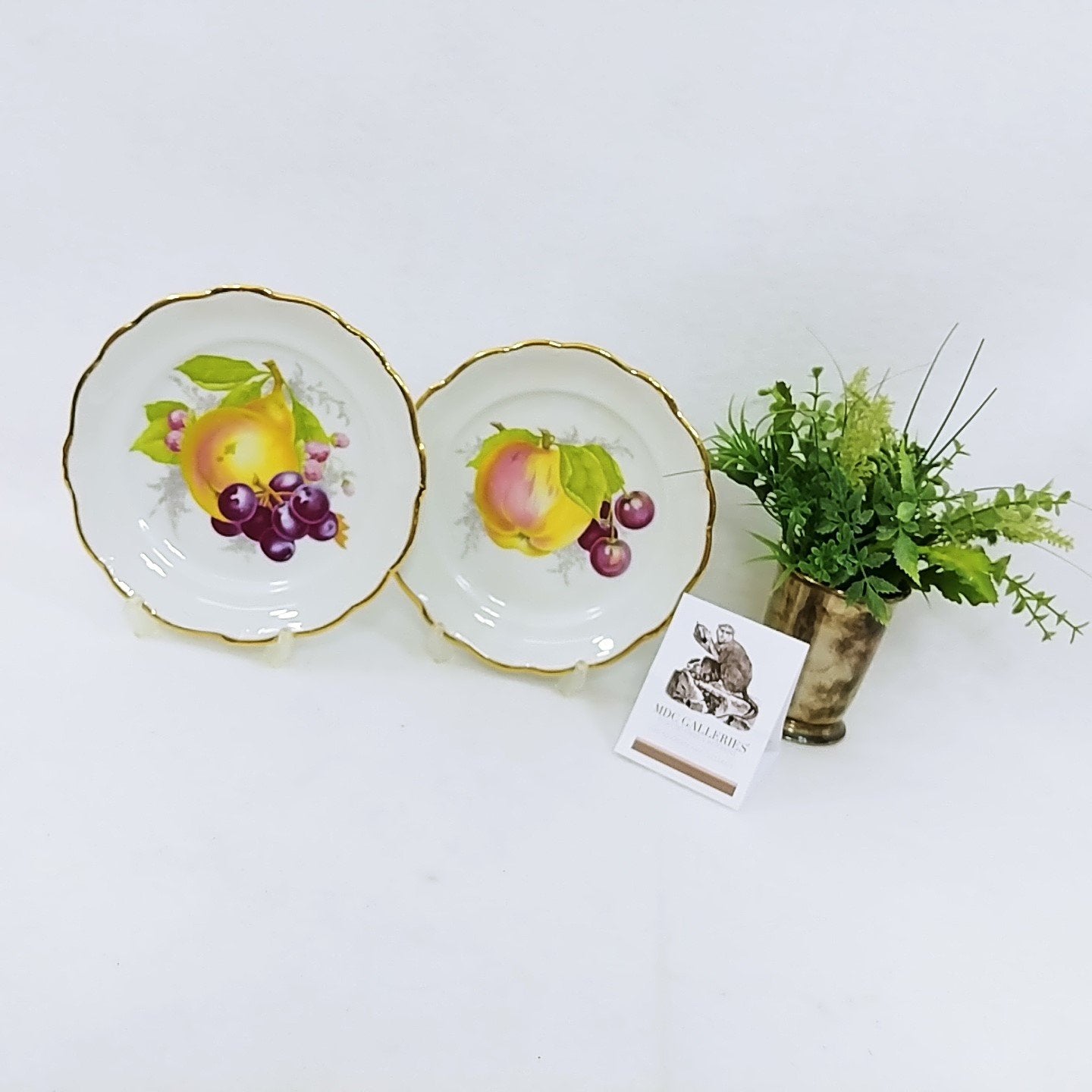 Haviland Plates Fruit Theme Gold Trim Scalloped Edges Porcelain Bavaria Germany