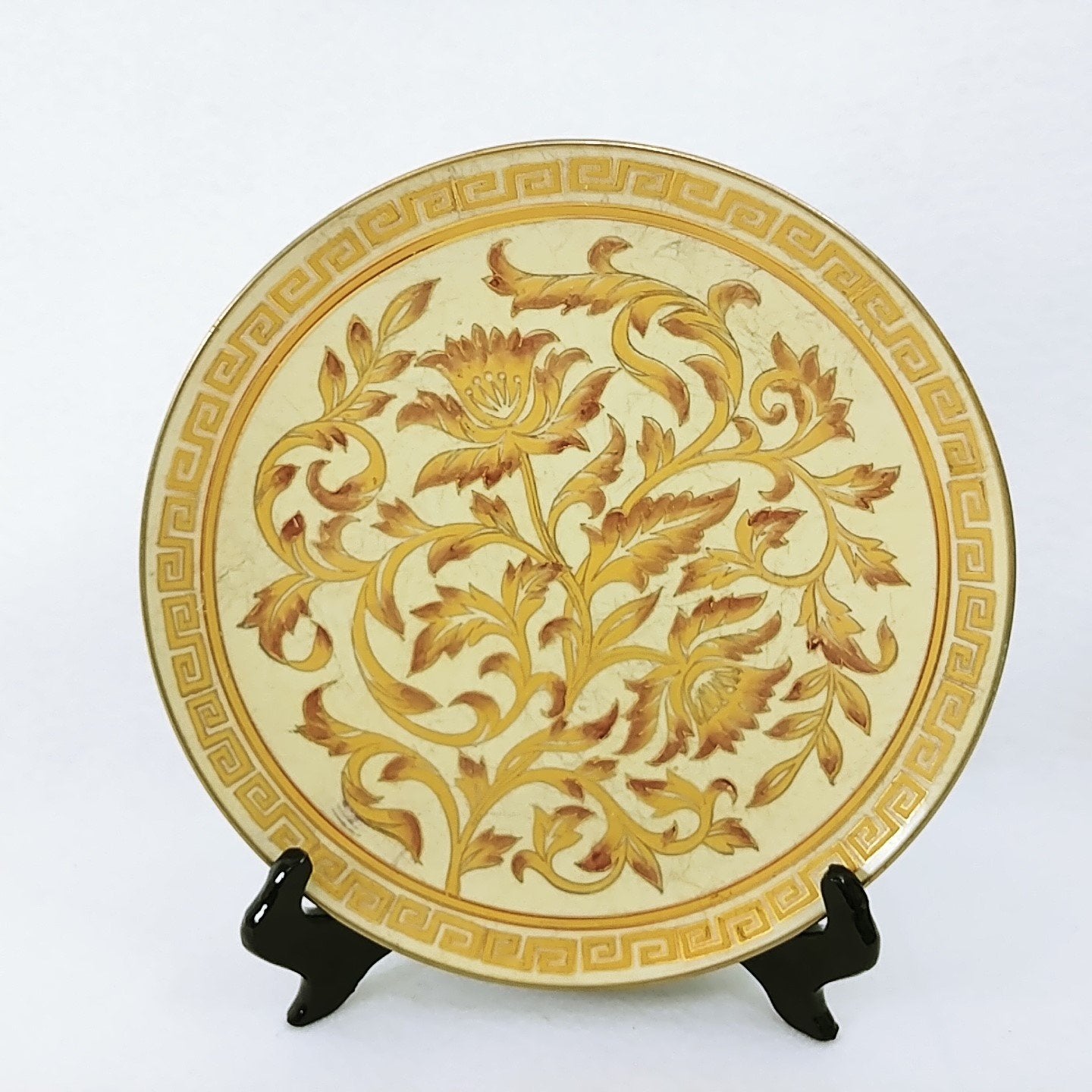 Decorative Plate Andrea by Sadek Floral Grecian Scroll Design Vintage Home Decor