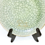 Load image into Gallery viewer, Bread Snack Plate Somayaki Japan Galloping Horse Green Crackle Glaze 6.75&quot; Dia
