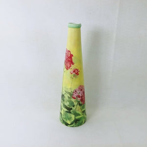 Vase Artist Carol Rowan Geraniums Collection Enesco Group Ceramic 12"