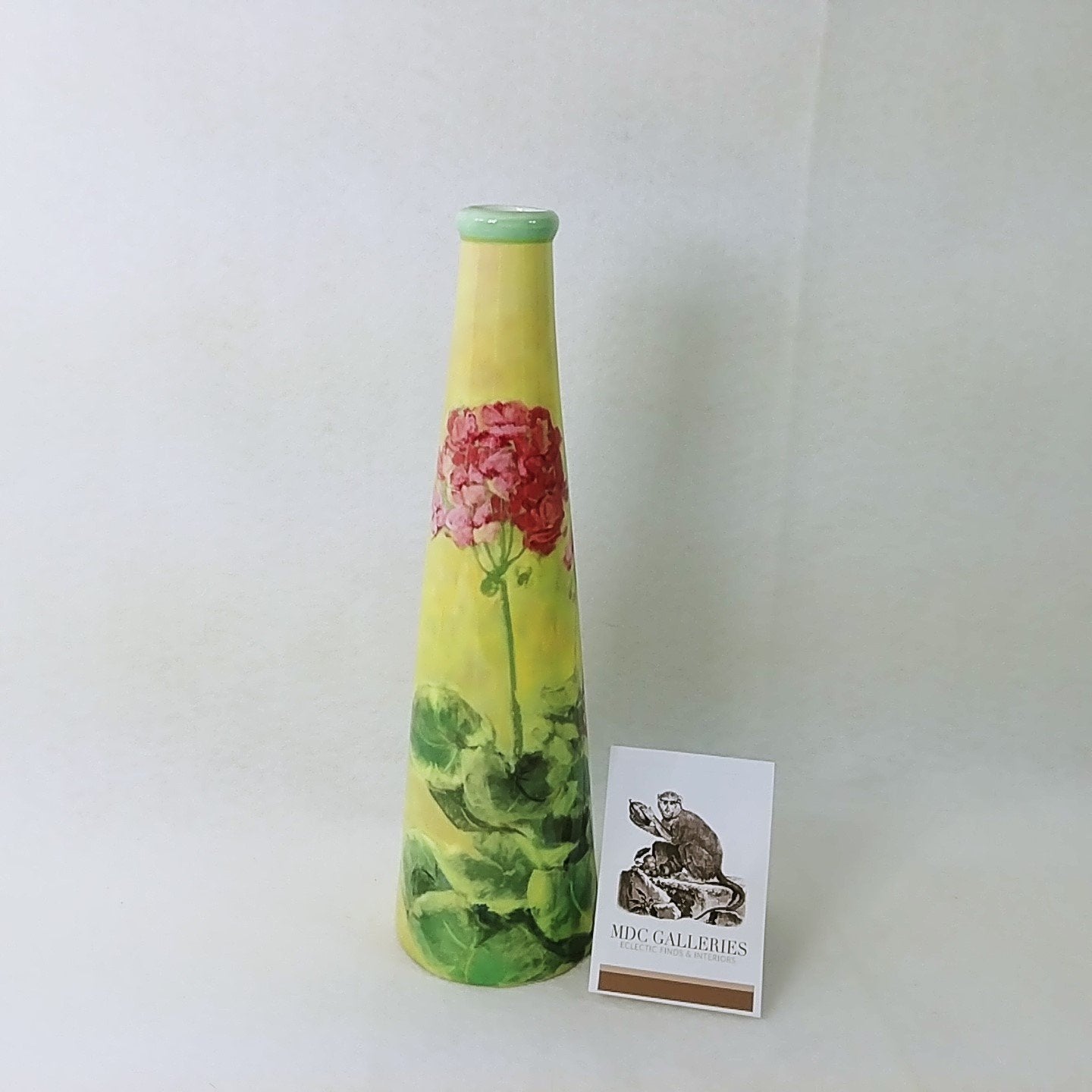 Vase Artist Carol Rowan Geraniums Collection Enesco Group Ceramic 12"