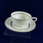 Load image into Gallery viewer, Cup Saucer Set Imperial Fukagawa Porcelain China Silver Trim 4 Cups 4 Saucers
