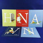 Load image into Gallery viewer, Dr. Suess Art Print Collection 5 pc set Letters H N V A N 2011
