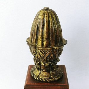 Decorative Finial on Square Base Brown Gold Vintage Home Decor 10"