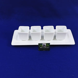 Pier 1 Imports Tasting Party Sampler Set Porcelain Cups Tray 5 Pieces