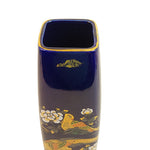 Load image into Gallery viewer, Vase 4 Sided Birds Floral Blue Cobalt Ceramic Asian Home Decor 9.75&quot;
