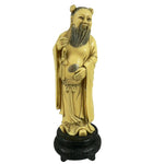 Load image into Gallery viewer, Figurine Chinese Male Robed Bearded Hand Carved Chop Marked Asian Markings 8.5&quot;
