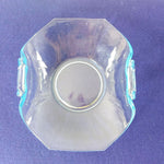 Load image into Gallery viewer, Candy Dish Candle Holder Blue Glass Folded Sides Decorative Handles Vintage
