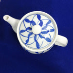 Load image into Gallery viewer, Asian Japanese Teapot with Lid Internal Metal Strainer Blue Trellis Chop Marked
