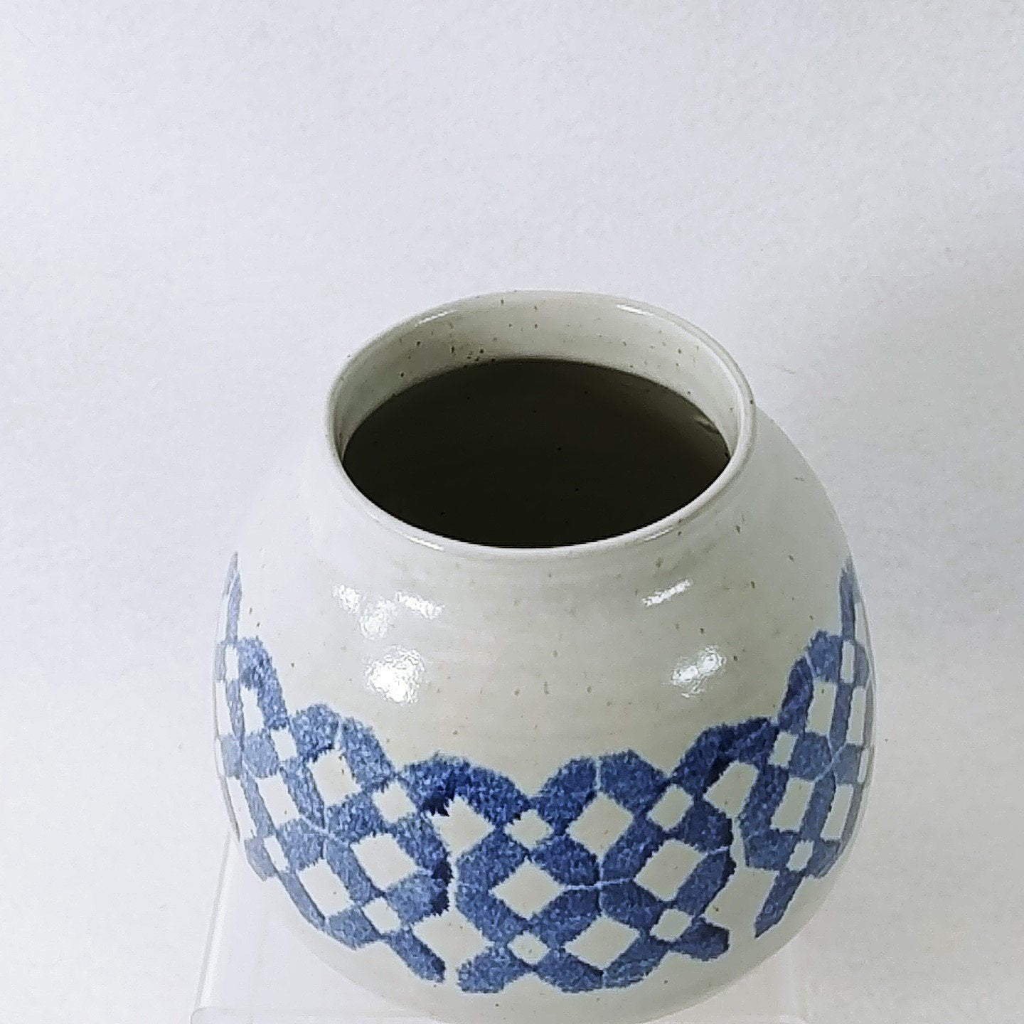 Pottery Barn Vase Amadora Blue White Portugal Hand Painted Glaze Finish 5.5"