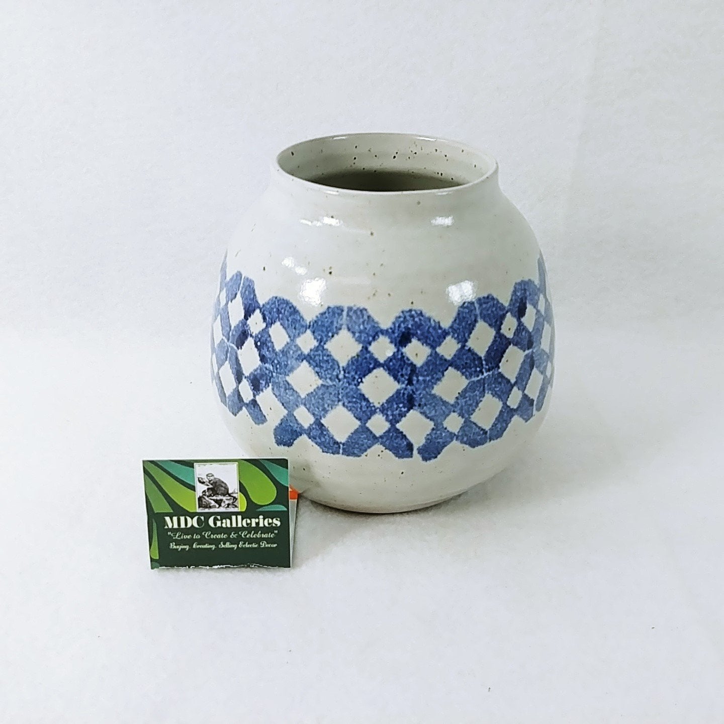 Pottery Barn Vase Amadora Blue White Portugal Hand Painted Glaze Finish 5.5"