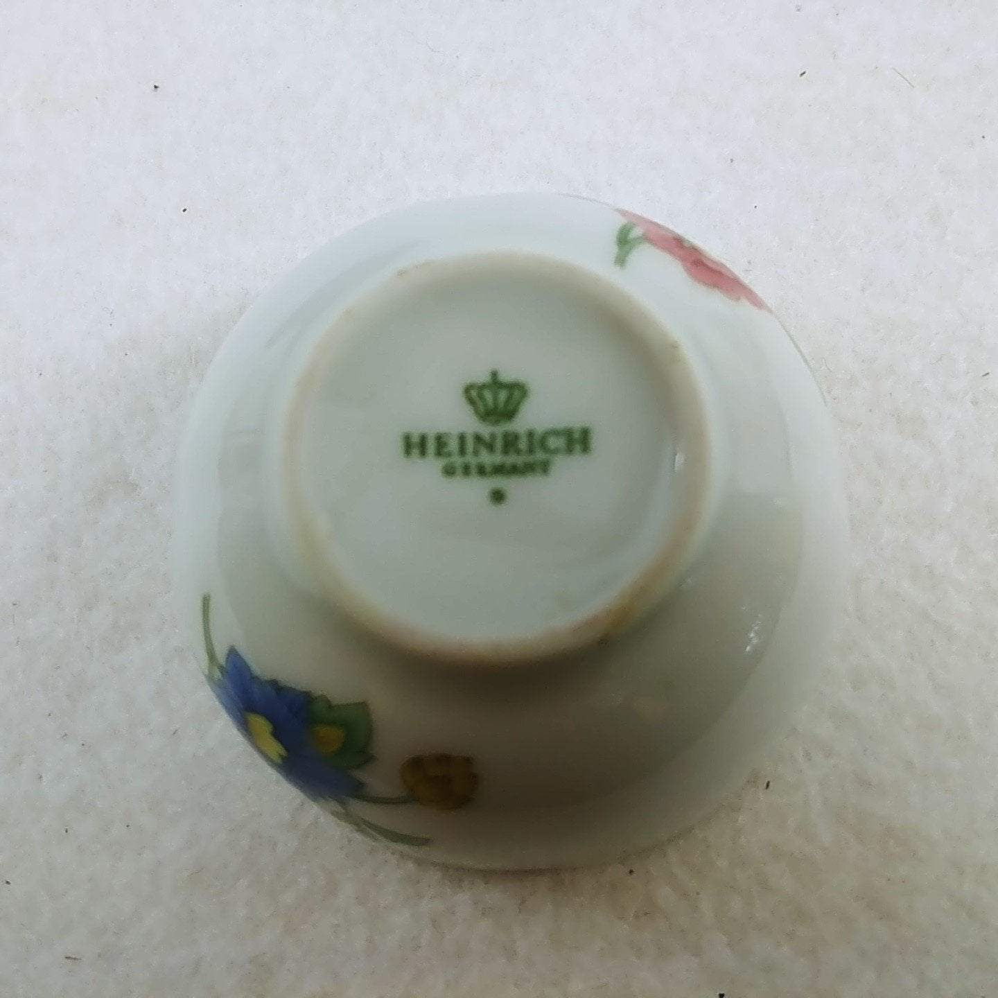 Jewelry Ring Trinket Porcelain Covered Floral Dish Heinrich Germany 2" Dia