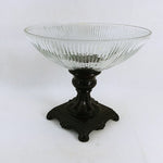 Load image into Gallery viewer, Compote Pedestal Bowl on Ornate Metal Base Table Centerpiece Vintage Decor
