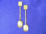 Load image into Gallery viewer, Collector Spoons Sugar Enameled African Mask Ends Gold Tone
