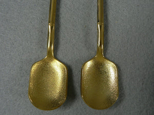 Collector Spoons Sugar Enameled African Mask Ends Gold Tone